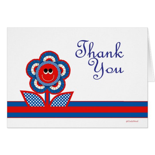 Thank You in Red, White & Blue Card Zazzle