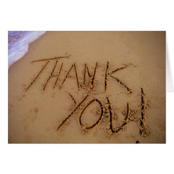 Thank You in sand Card Zazzle
