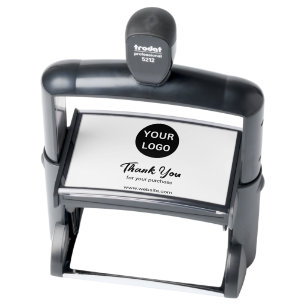 Thank You in Script with Business Logo Website Self-inking Stamp