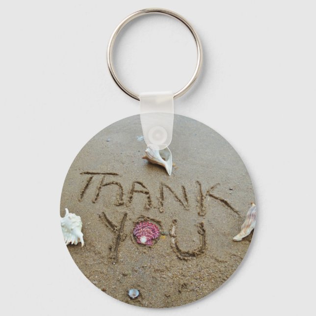 Thank you in the sand shells & beach keychain (Front)