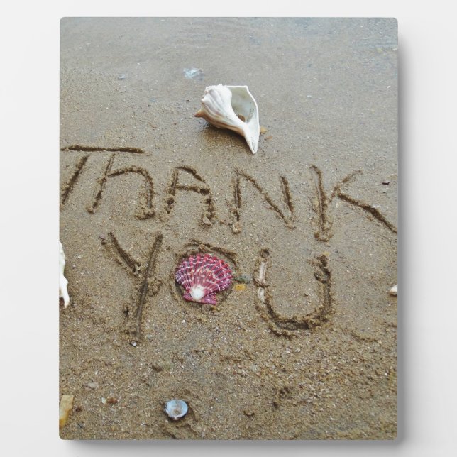 Thank you in the sand shells & beach plaque (Front)