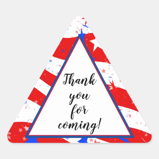 Thank You | Independence Day Party Stars & Stripes Triangle Sticker (Front)