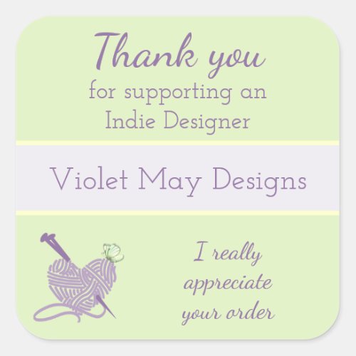 Thank you Indie Designer _ Heart Knitting Yarn Square Sticker