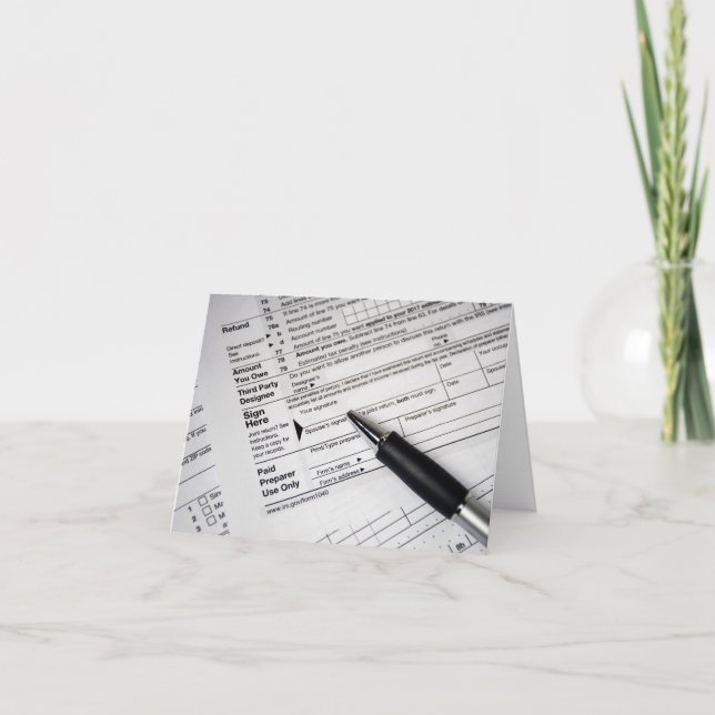 thank you ink pen on tax form card (Front)