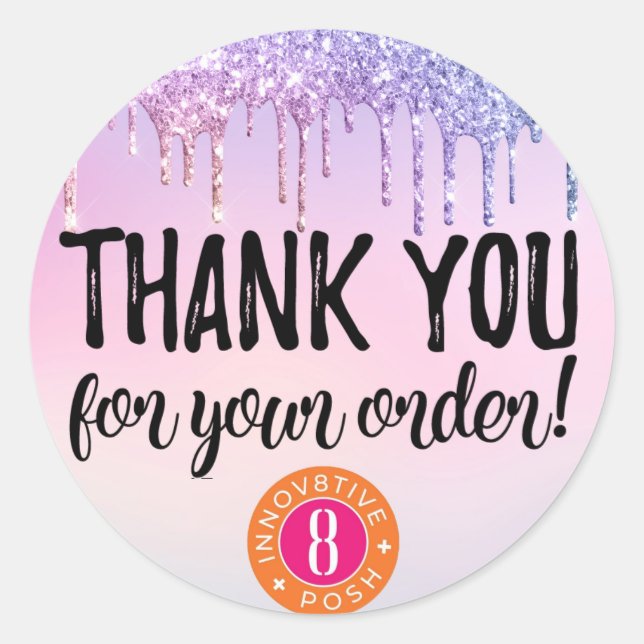 Thank you Innov8tive + Posh glitter drip label (Front)