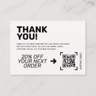 Thank You Insert Card Discount Code