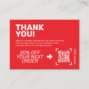 Thank You Insert Card Discount Code
