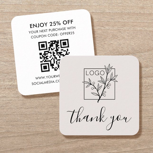 Thank You Insert Card Logo QR Code Off-White (Creator Uploaded)