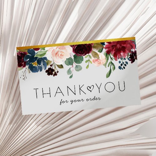 thank you insert floral business card