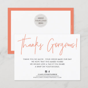 THANK YOU INSERT modern biro business orange Card