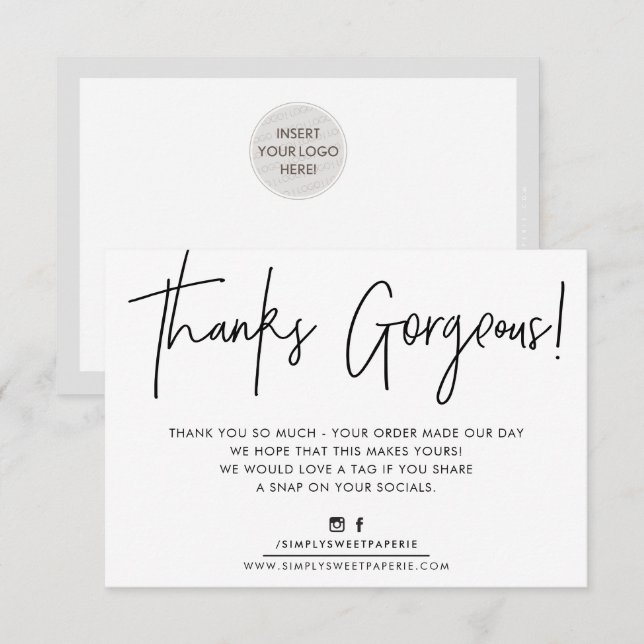 THANK YOU INSERT modern casual biro business black (Front/Back)