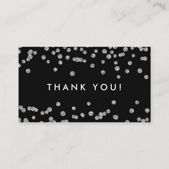Thank You Insert Silver Glitter Confetti Black (Front)