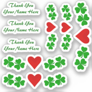 Thank You Irish Shamrock borders with red heart Sticker