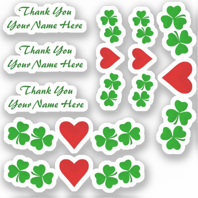 Thank You Irish Shamrock borders with red heart Sticker (Front)