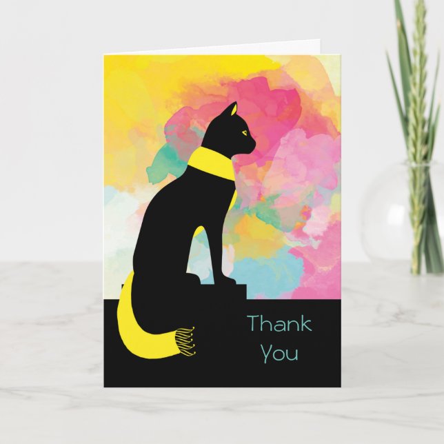Thank You It was Purrfection Black Cat and Scarf Card (Front)
