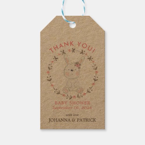 Thank You Its A Girl Baby Bunny Baby Shower Gift Tags