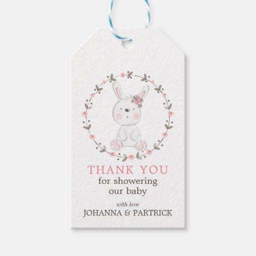 Thank You Its A Girl Baby Bunny Baby Shower Gift Tags