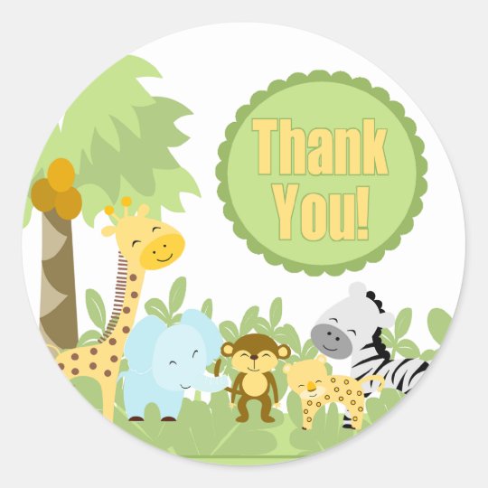 Thank You It's A Jungle Classic Round Sticker | Zazzle