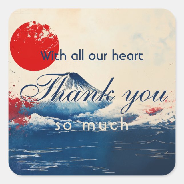 Thank you Japonesque Harmony with Fuji Square Sticker (Front)
