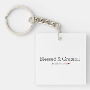 Thank You Jesus Blessed & Grateful Faith Heart Keychain