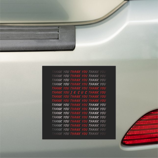 Thank You Jesus: Christian Cross Text Faith Car Magnet (In Situ)