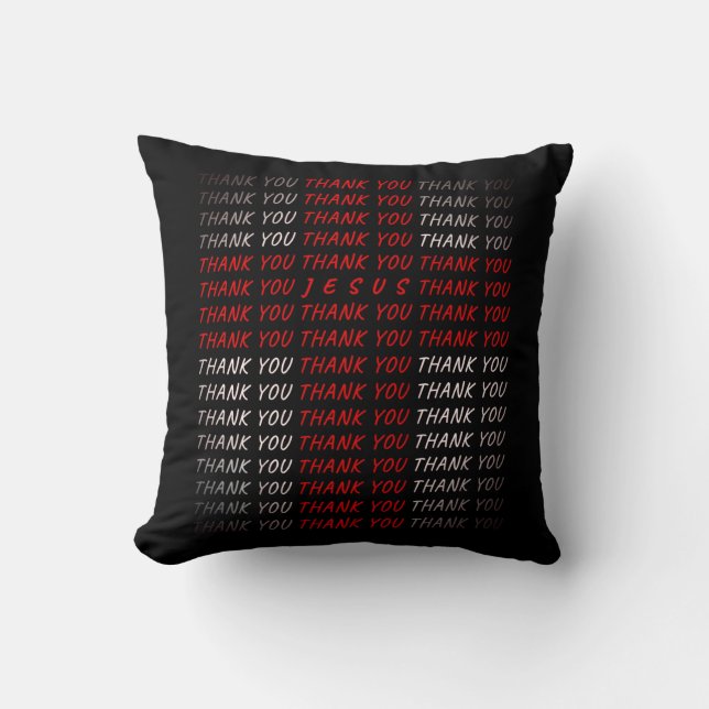 Thank You Jesus: Christian Cross Text Faith Throw Pillow (Front)
