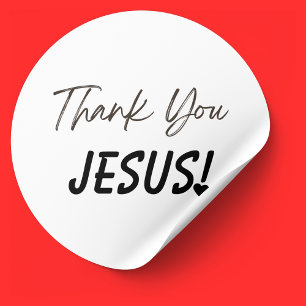 Thank You Jesus Exclamation Heart Christian Classic Round Sticker