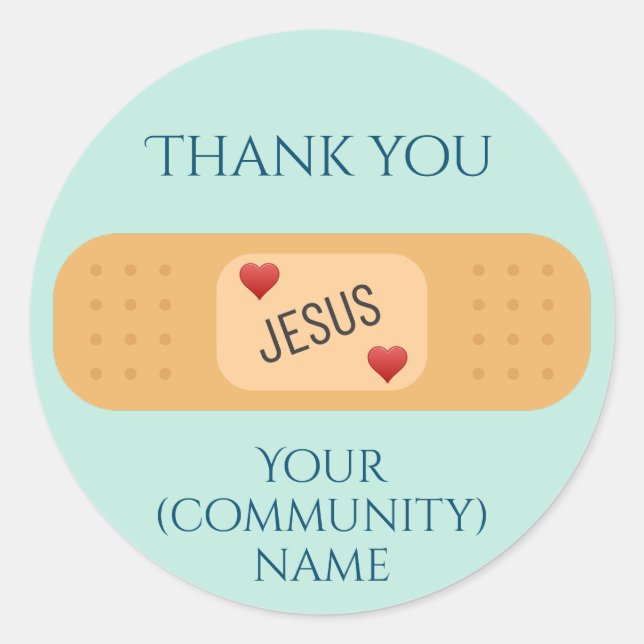 Thank you Jesus healer patch teal Button Classic Round Sticker (Front)