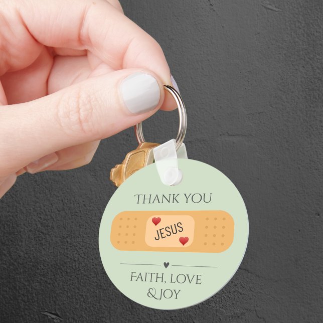 Thank you Jesus healing lord green Button Keychain (Creator Uploaded)