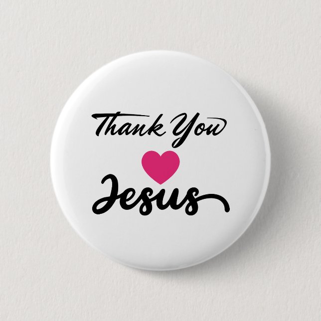 Thank You Jesus | Modern Christian Faith Heart Button (Front)