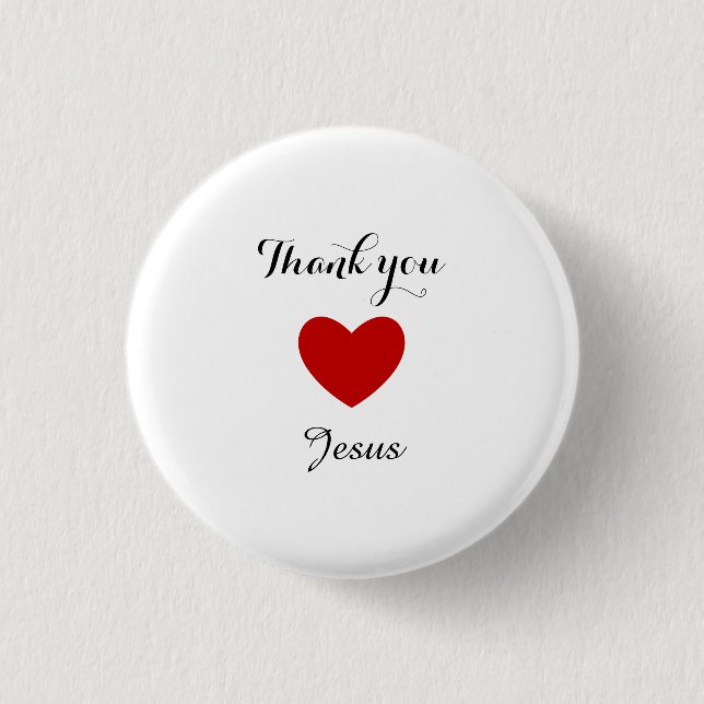 Thank You Jesus | Modern Christian Faith Heart Button (Front)