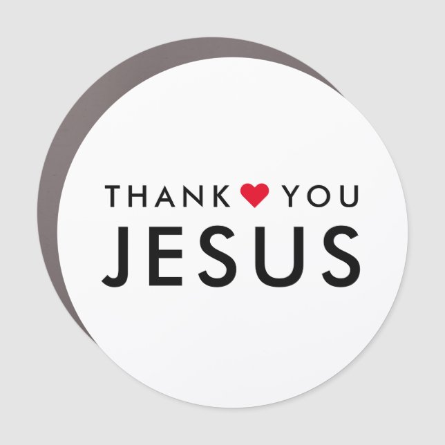 Thank You Jesus | Modern Christian Faith Heart Car Magnet (Front)