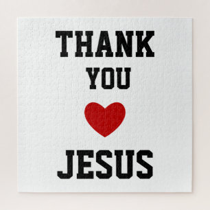 Thank You Jesus Modern Christian Faith Heart Jigsaw Puzzle