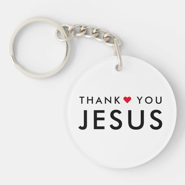 Thank You Jesus | Modern Christian Faith Heart Keychain (Front)