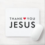 Thank You Jesus | Modern Christian Faith Heart Mouse Pad<br><div class="desc">Simple, stylish christian "thank you Jesus" quote art design in a modern minimalist typography in off black with a cute red heart design. This trendy, modern faith design is the perfect gift or accessory. #christian #religion #faith #bible #jesus #bethelight</div>