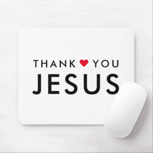 Thank You Jesus Modern Christian Faith Heart Mouse Pad