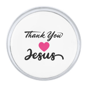 Thank You Jesus   Modern Christian Faith Heart Silver Finish Lapel Pin