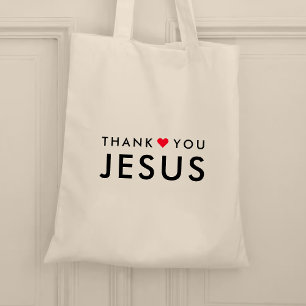Thank You Jesus   Modern Christian Faith Heart Tote Bag