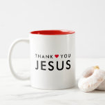 Thank You Jesus | Modern Christian Faith Heart Two-Tone Coffee Mug<br><div class="desc">Simple,  stylish christian "thank you Jesus" quote art design in a modern minimalist typography in off black with a cute red heart design. This trendy,  modern faith design is the perfect gift or accessory. #christian #religion #faith #bible #jesus #bethelight</div>