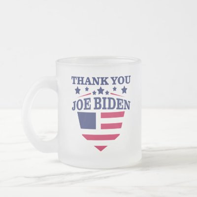 Thank You Joe Biden Patriotic Shield Frosted Glass Coffee Mug