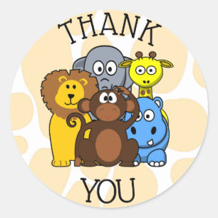Thank You Jungle or Zoo Animals Sticker