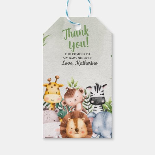 Thank You Jungle Safari Animal Baby Shower   Gift Tags