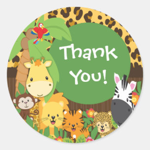Thank You Jungle Safari Baby Animals Sticker