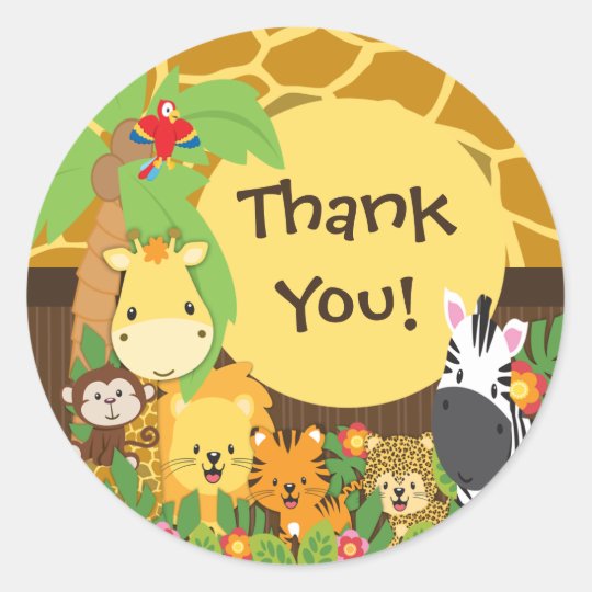thank-you-jungle-safari-baby-animals-sticker-zazzle