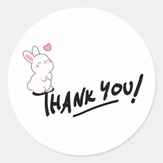 Thank You Kawaii Bunny Sticker, Gift Label (Front)