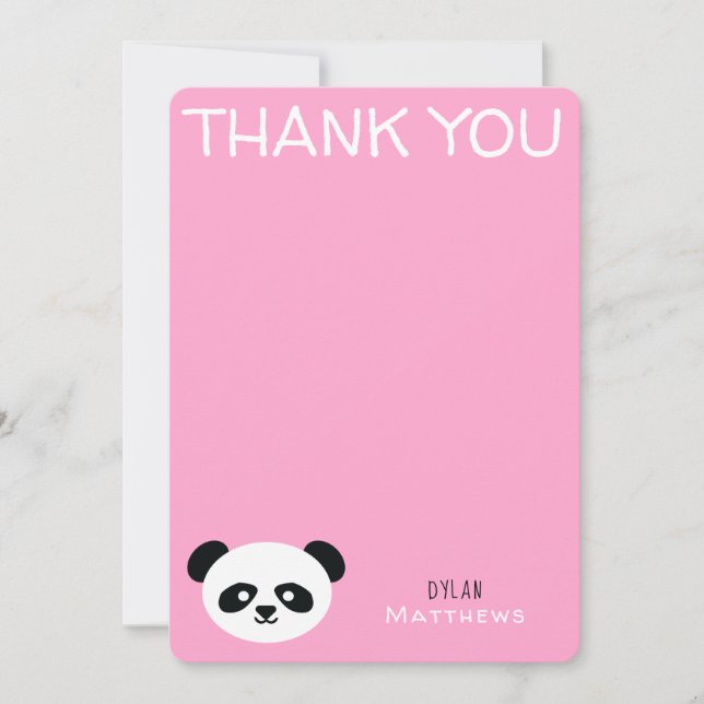 Thank You Kawaii Panda Bear Personalized Pink (Front)