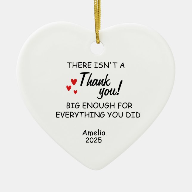 Thank You Keepsake, Personalized Thank You Gift Ceramic Ornament (Front)