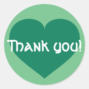 Thank you - kelly green heart classic round sticker