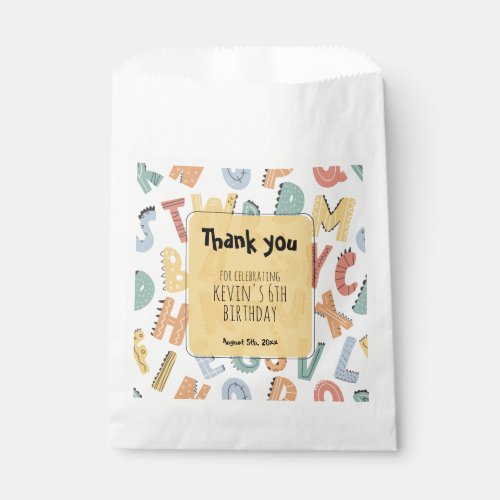 Thank you Kids Girls Boys Birthday Dinosaur Custom Favor Bag
