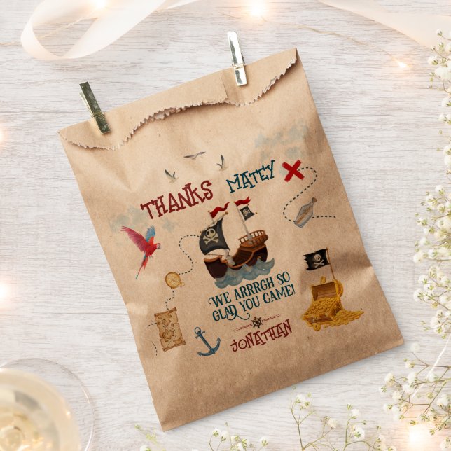 Thank you Kids pirate party Favor birthday Bag (Clipped)